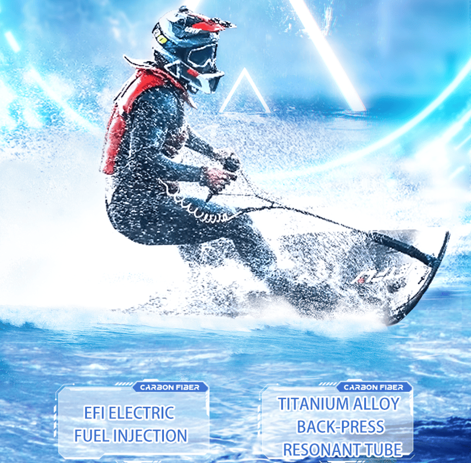 PSJF09a Gasoline engine surfboard load 150kg speed 64 km/h displacement 110CC water depth 60cm management system EFI security Pay PICC aviation grade carbon fiber,