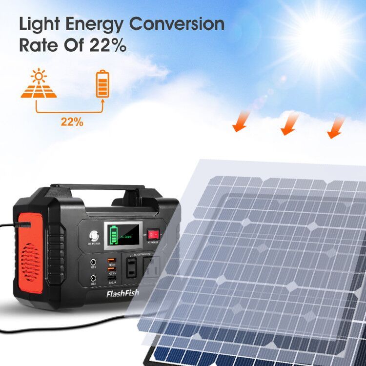 200W Portable Power Station, FlashFish 40800mAh Solar Generator