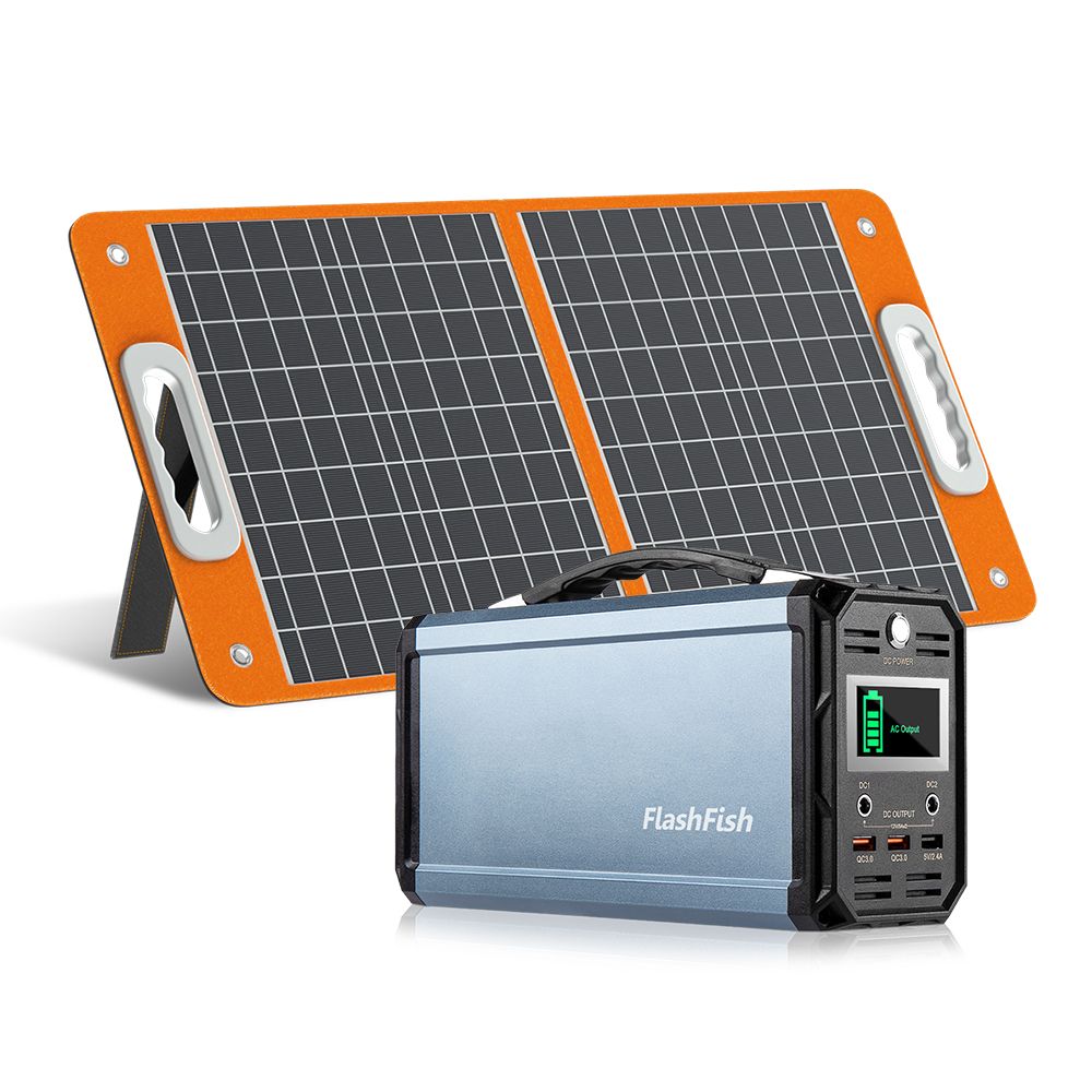 FlashFish 60000mAh Portable Power Station, 300W Solar Generator and Panel