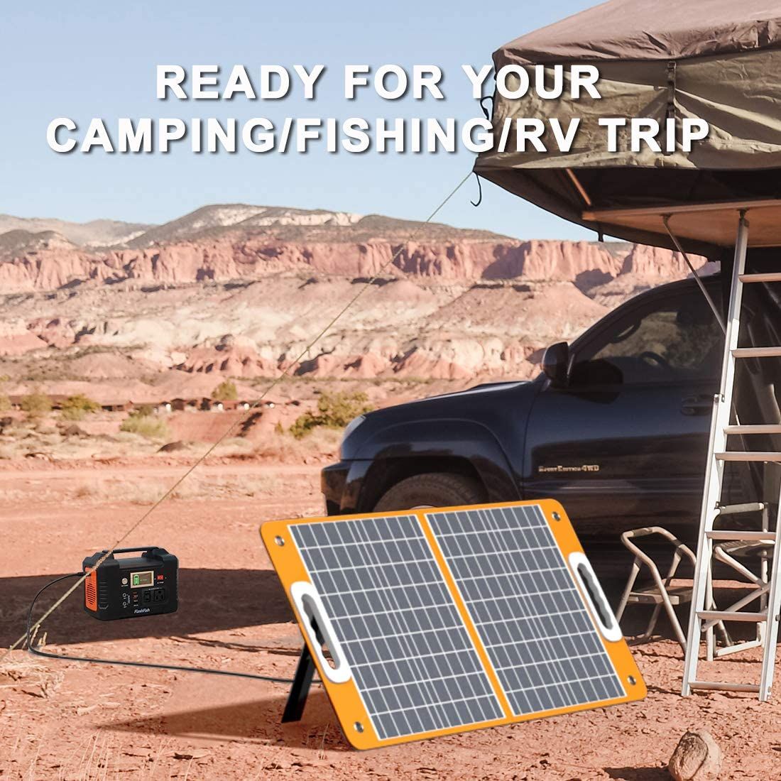 200W Portable Power Station, FlashFish 40800mAh Solar Generator