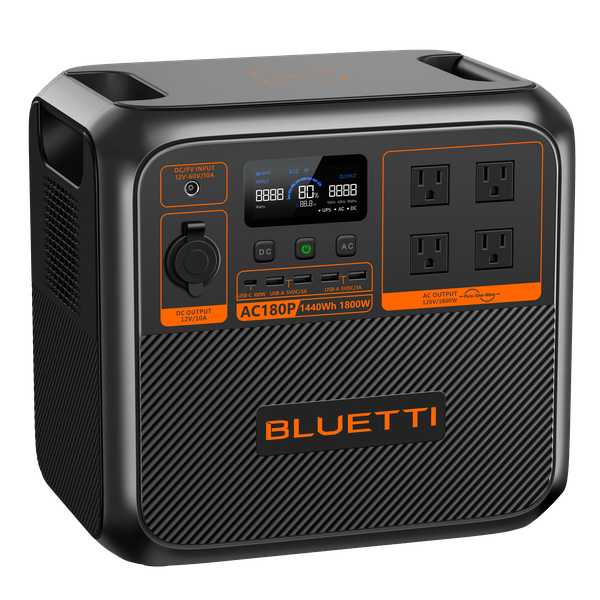 BLUETTI Portable Power Station AC180P, 1440 Watt-Hour Lithium Iron Phosphate Battery Backup with 4 x 1800 Watt (2700 Watt Power Boost, Solar Generator (Prohibited for sale on Amazon and TEMU)