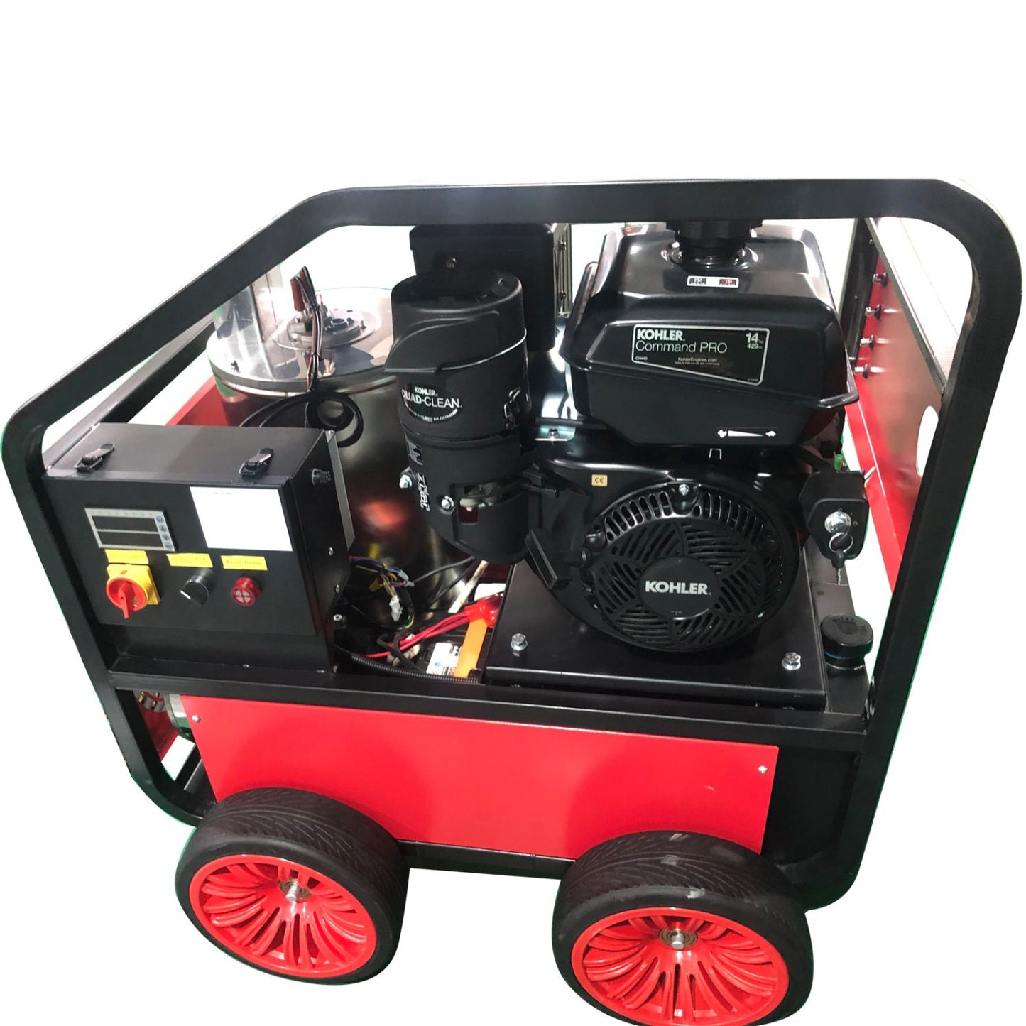 Commercial Hot Water Gas-Oil Fired Pressure Washer, 4 GPM, 4000 psi, Kohler engine, Direct Drive, Electric Start