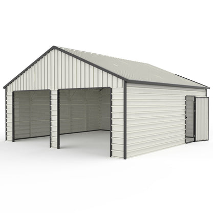 23FT x 22FT Double Garage Metal Shed with Side Entry Door