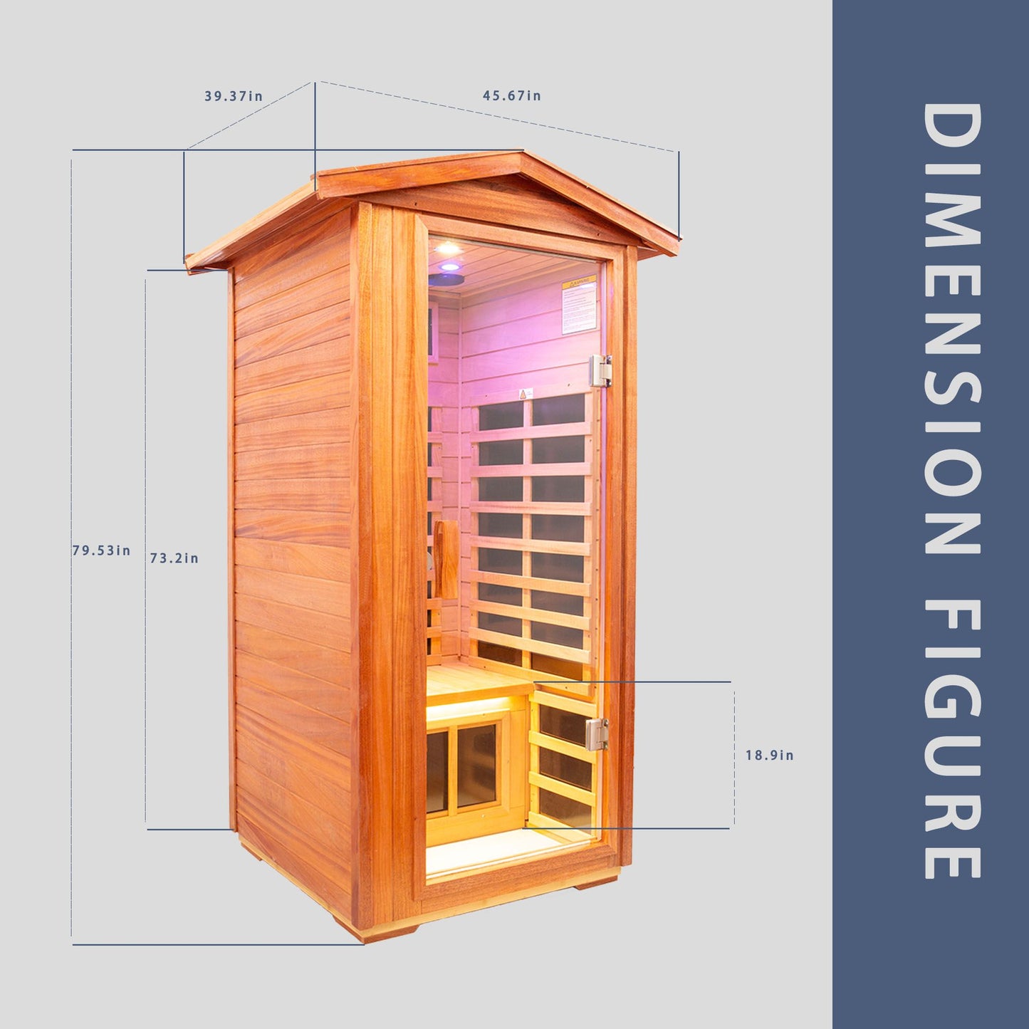 Outdoor Khaya wood one person far infrared sauna room