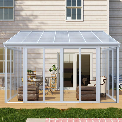 10×14 ft Enclosed Patio Cover with 3 Lockable Sliding Doors