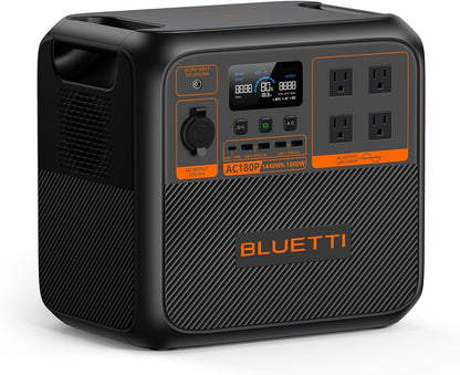 BLUETTI Portable Power Station AC180P, 1440 Watt-Hour Lithium Iron Phosphate Battery Backup with 4 x 1800 Watt (2700 Watt Power Boost, Solar Generator (Prohibited for sale on Amazon and TEMU)