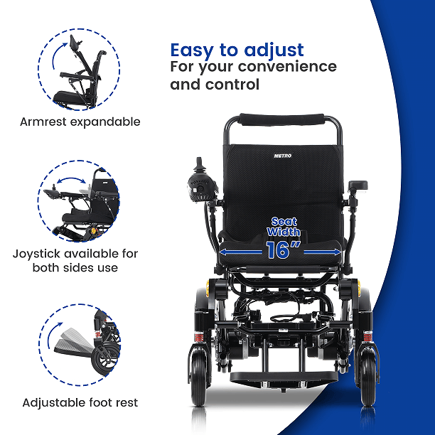 Black folding electric wheelchair