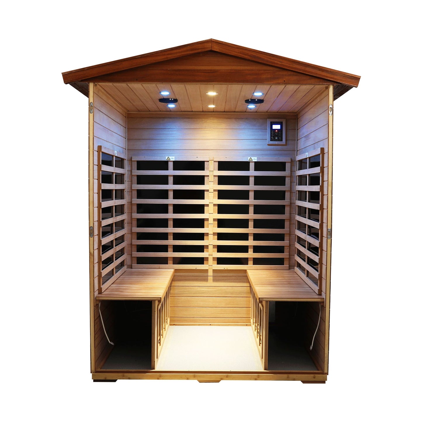 Outdoor Khaya wood four person far infrared sauna room