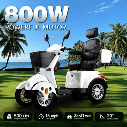 XL3D4L Electric Mobility Recreational Travel Scooter for Adults,Mobility Scooters for Seniors, 4 Wheel Powered Mobility Scooters,