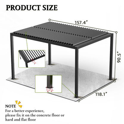 8610C Louver Pergola 10x13ft Aluminum Frame & Louvers