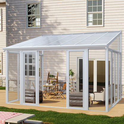 10×14 ft Enclosed Patio Cover with 3 Lockable Sliding Doors