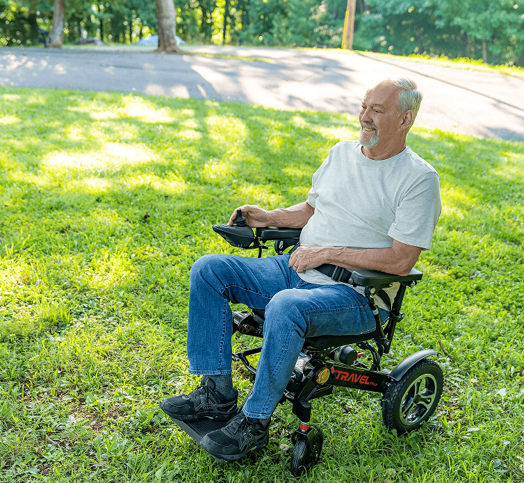 Black folding electric wheelchair