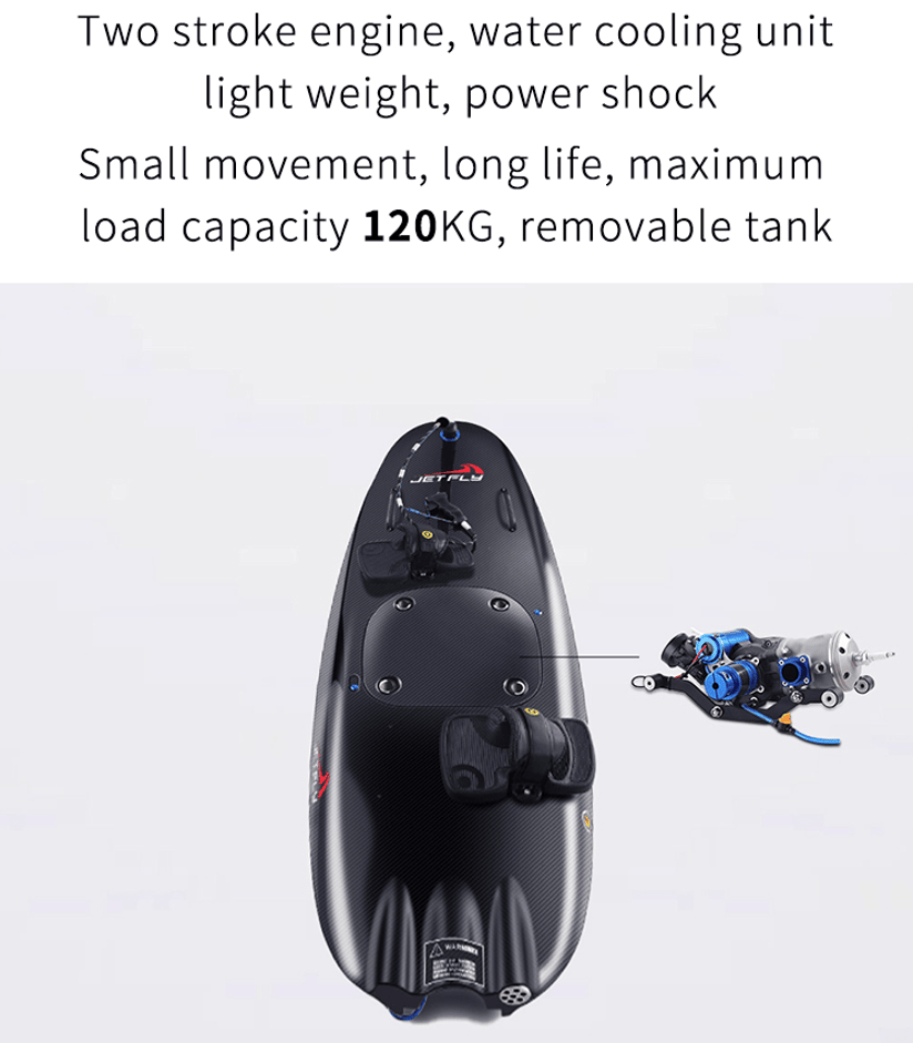 PSJF08a  gasoline engine surfboard load 120kg speed 58 km/h displacement 110CC water depth 60cm safe payment PICC carburetor aviation grade carbon fiber