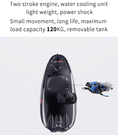 PSJF08a  gasoline engine surfboard load 120kg speed 58 km/h displacement 110CC water depth 60cm safe payment PICC carburetor aviation grade carbon fiber