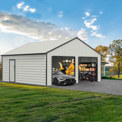 23FT x 22FT Double Garage Metal Shed with Side Entry Door