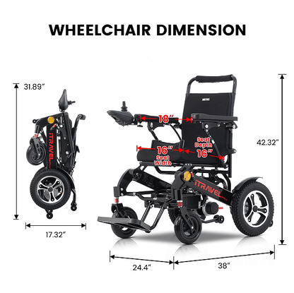 Black folding electric wheelchair