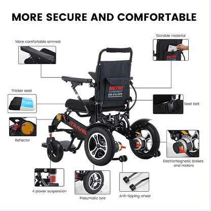 Black folding electric wheelchair