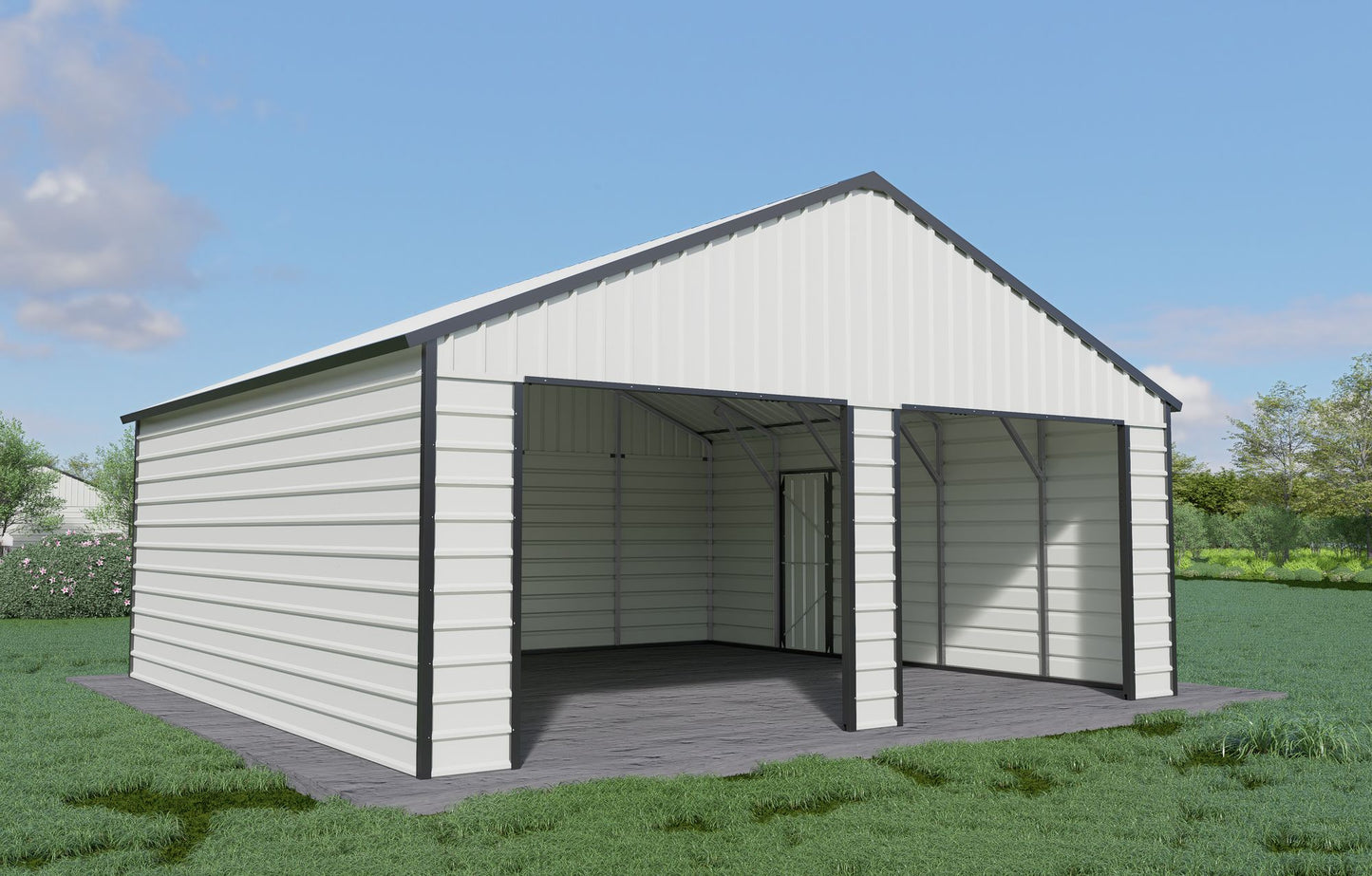 23FT x 22FT Double Garage Metal Shed with Side Entry Door