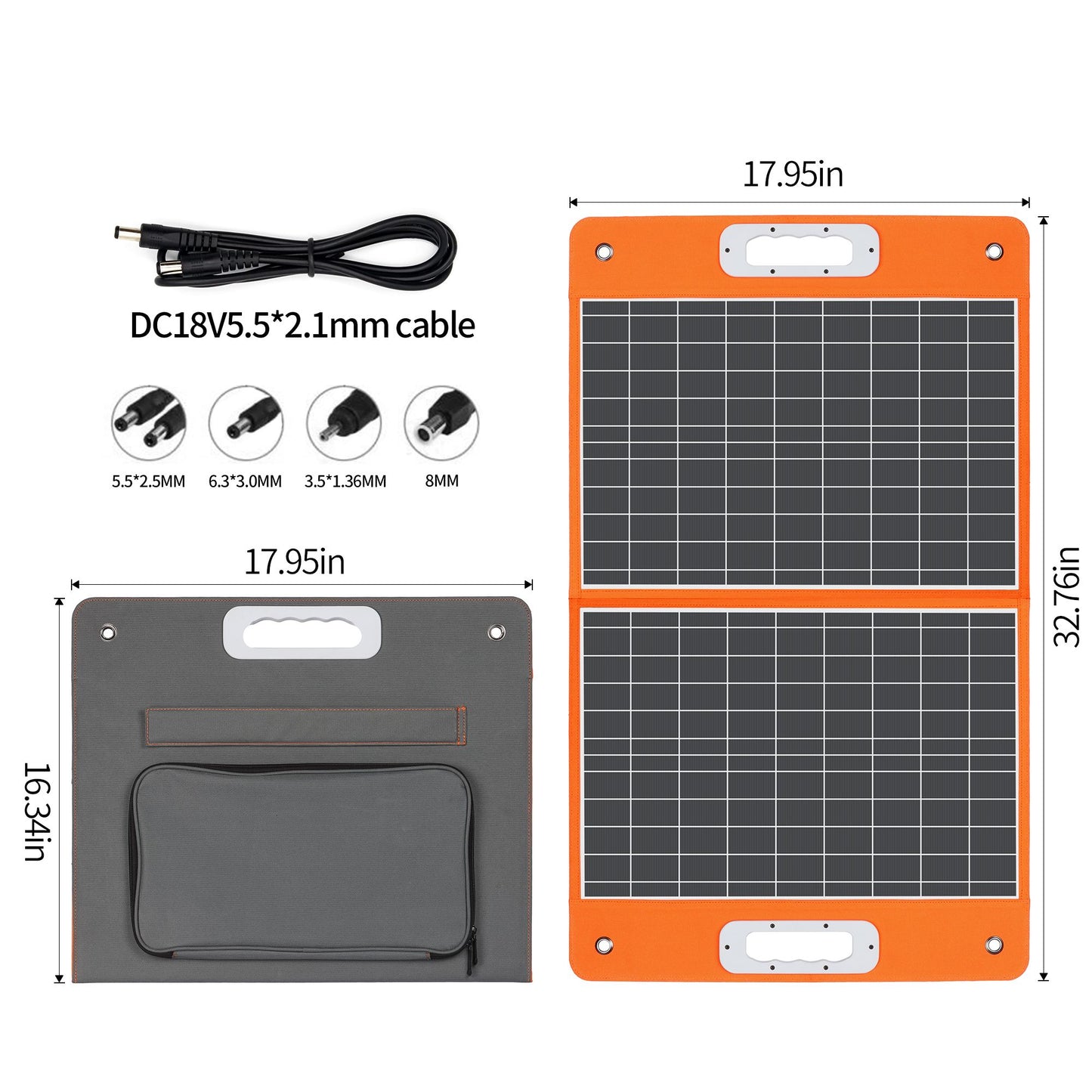 60W 18V Portable Solar Panel;  Flashfish Foldable Solar Charger with 5V USB 18V DC Output Compatible with Portable Generator;  Smartphones;  Tablets and More