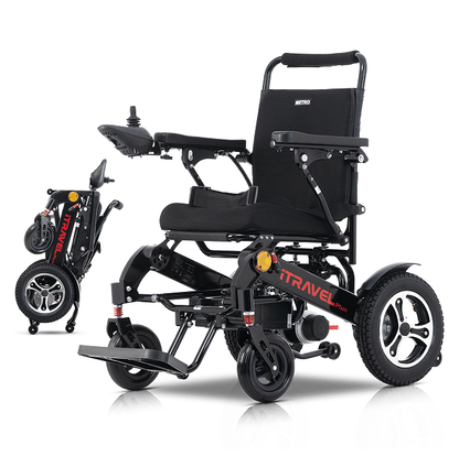 Black folding electric wheelchair