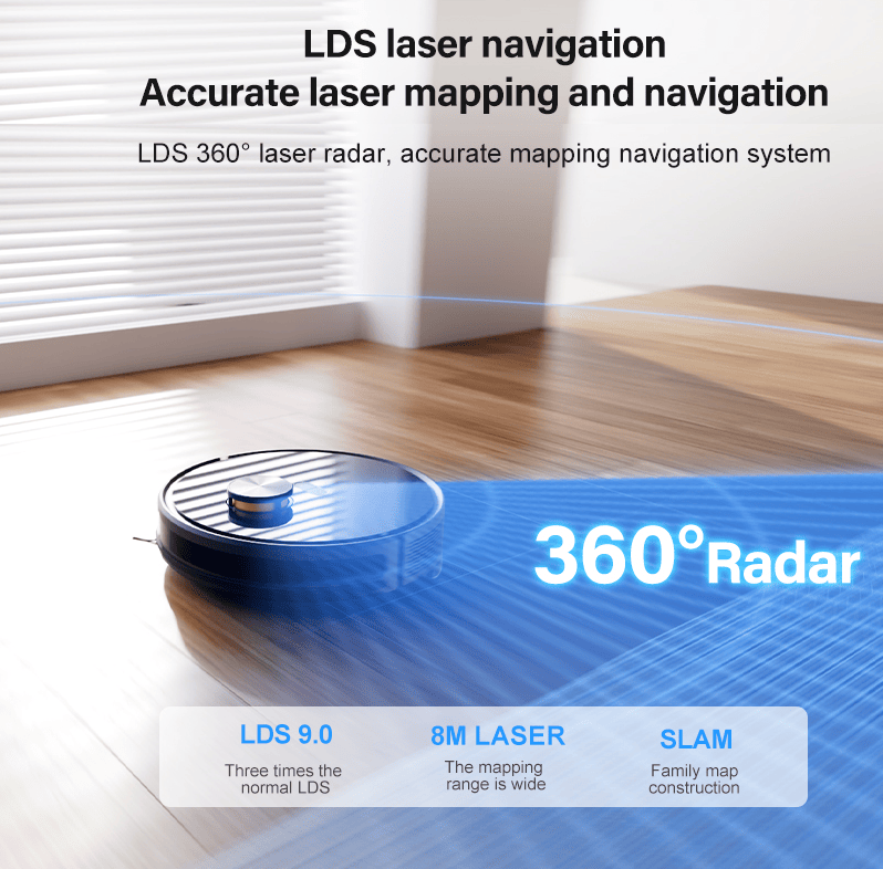 Automatic cleaning sweeper robot vacuum cleaner laser life 2.5h 32W