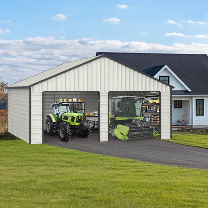 23FT x 22FT Double Garage Metal Shed with Side Entry Door