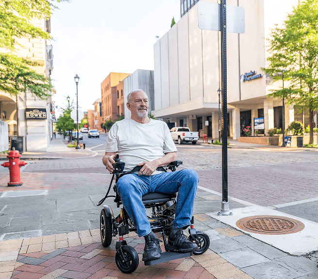 Black folding electric wheelchair