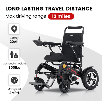 Black folding electric wheelchair