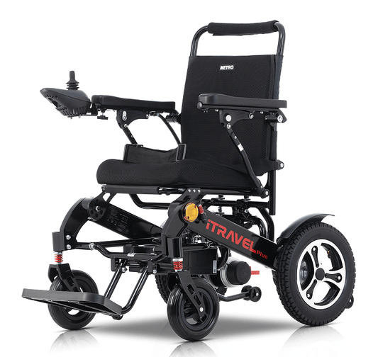 Black folding electric wheelchair