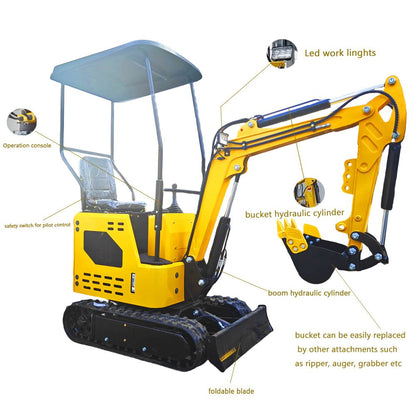 For Garden, Farms, Parks, Roads – Ideal for Mini crawler excavator excavator engine power 13.5hp 2205lb 0.02 cbm Bucket