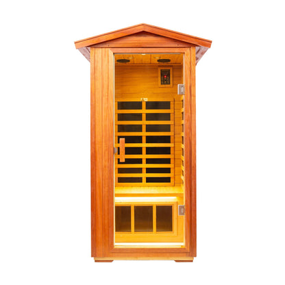 Outdoor Khaya wood one person far infrared sauna room