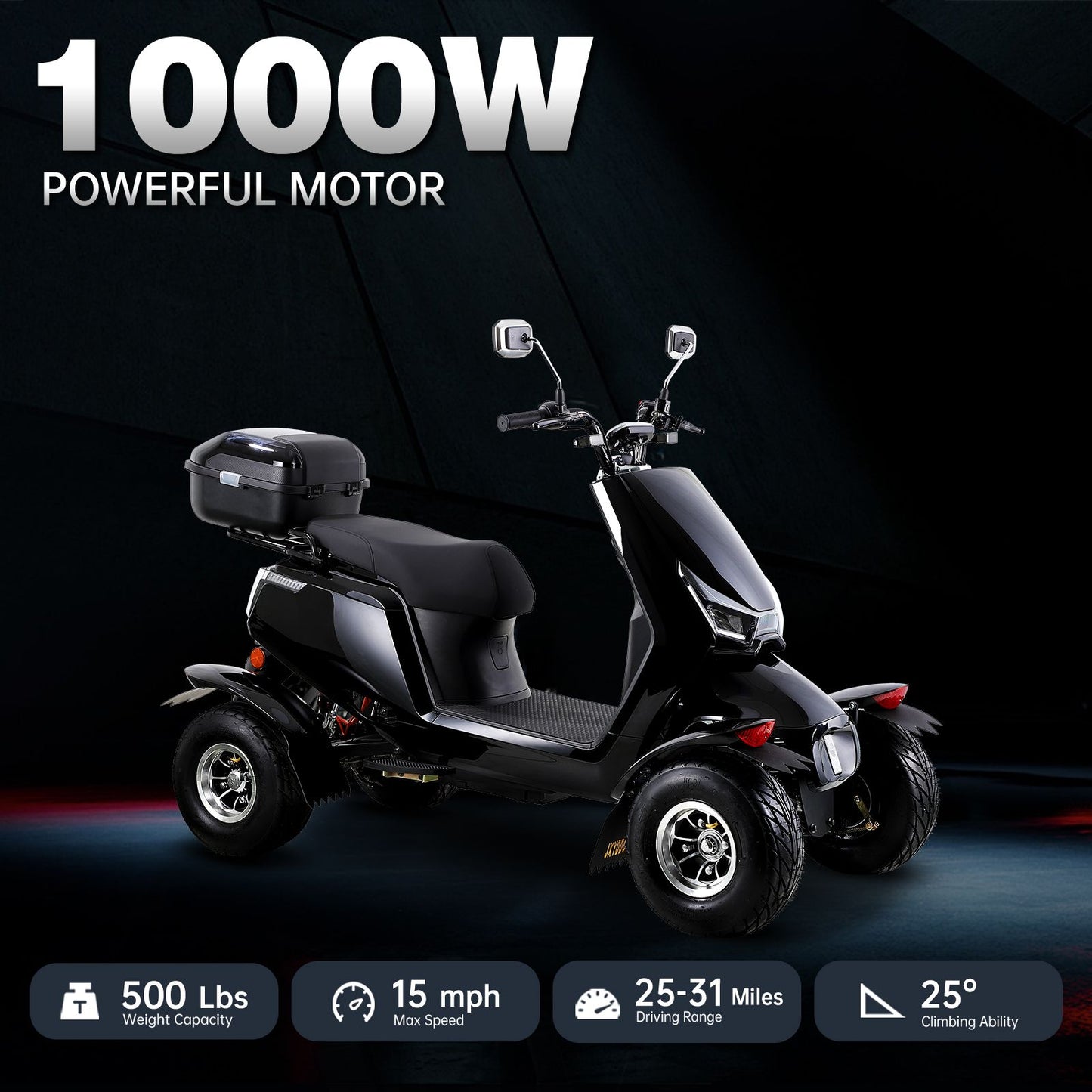 Electric Mobility Recreational Travel Scooter for Adults,Mobility Scooters for Seniors, 4 Wheel Powered Mobility Scooters,