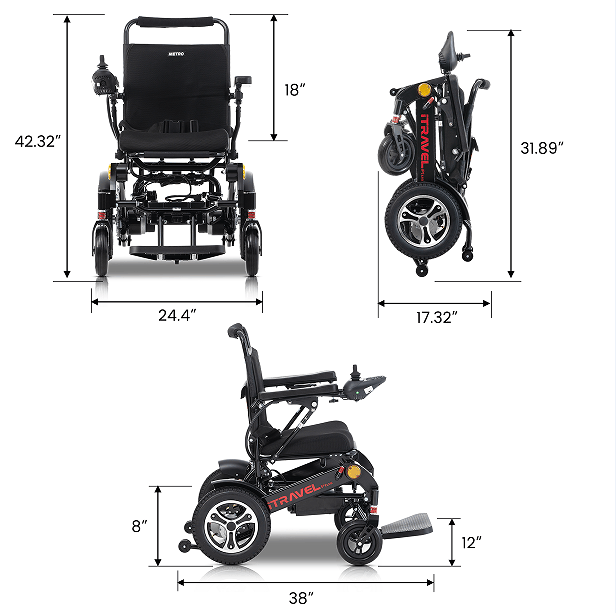 Black folding electric wheelchair