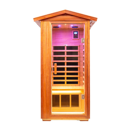 Outdoor Khaya wood one person far infrared sauna room