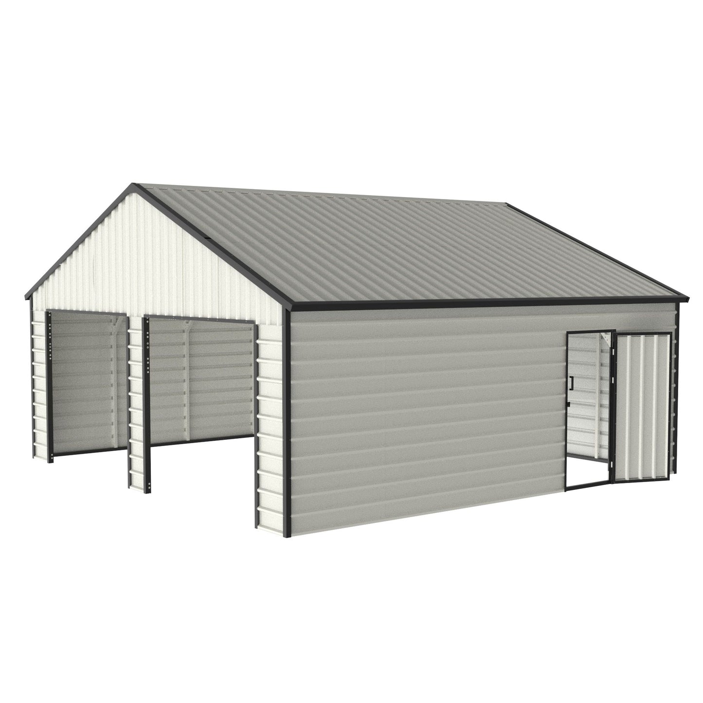 23FT x 22FT Double Garage Metal Shed with Side Entry Door