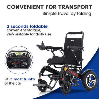 Black folding electric wheelchair