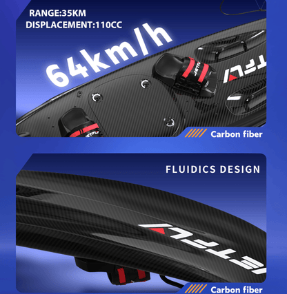 PSJF09a  Gasoline engine surfboard load 150kg speed 64 km/h displacement 110CC water depth 60cm management system EFI security Pay PICC aviation grade carbon fiber,